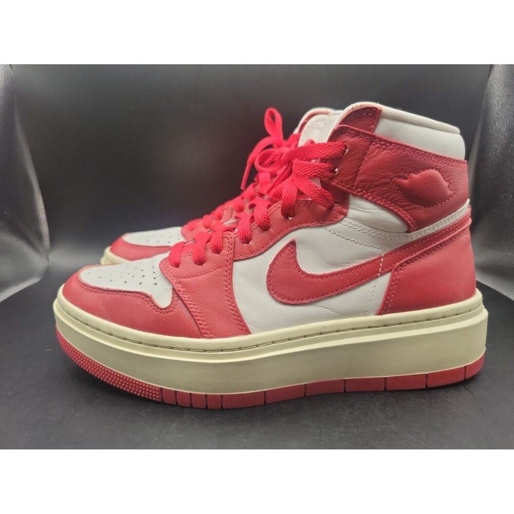 Red & White Retro High Top Nike Air Jordan’s Platform Women’s Size 9 Zip Side